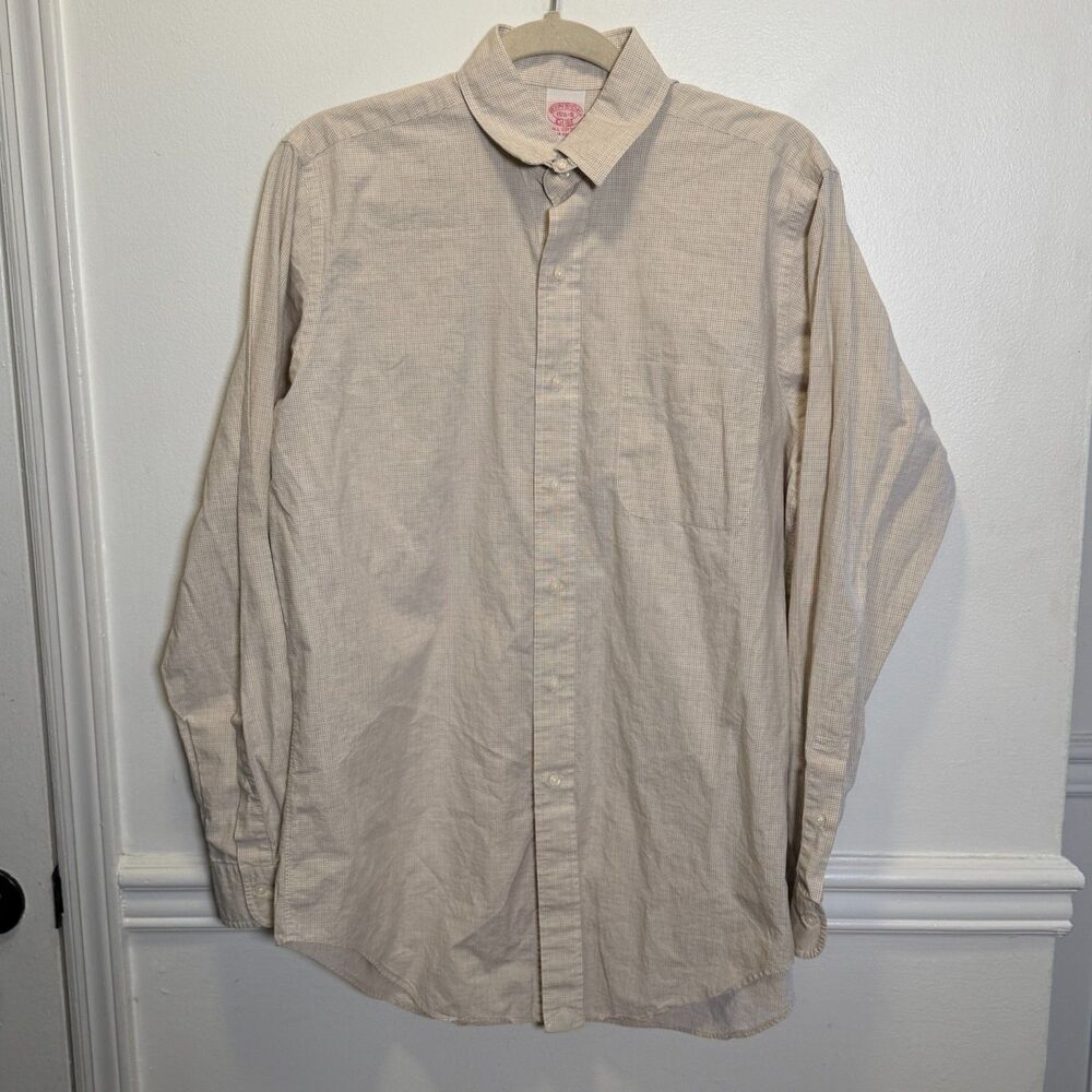 Brooks Brothers 346 Mens 15.5 Cotton Check Dress Shirt Hong Kong Preppy